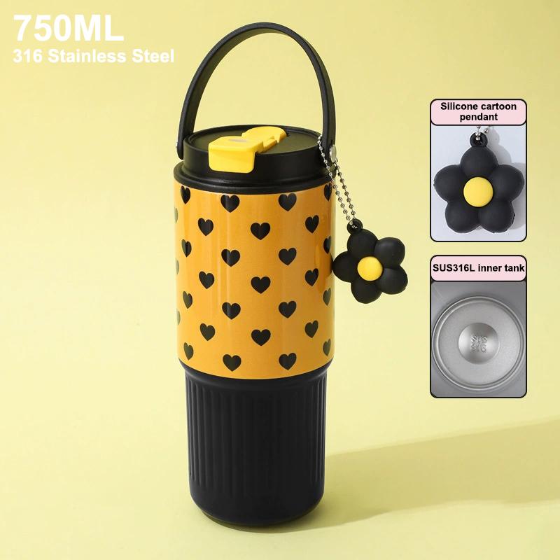 Cute Tumbler 750ML Water Bottle 316 Stainless Steel Vacuum Thermos Bottle Insulated Portable Thermos Cup Gift Outdoor Tableware