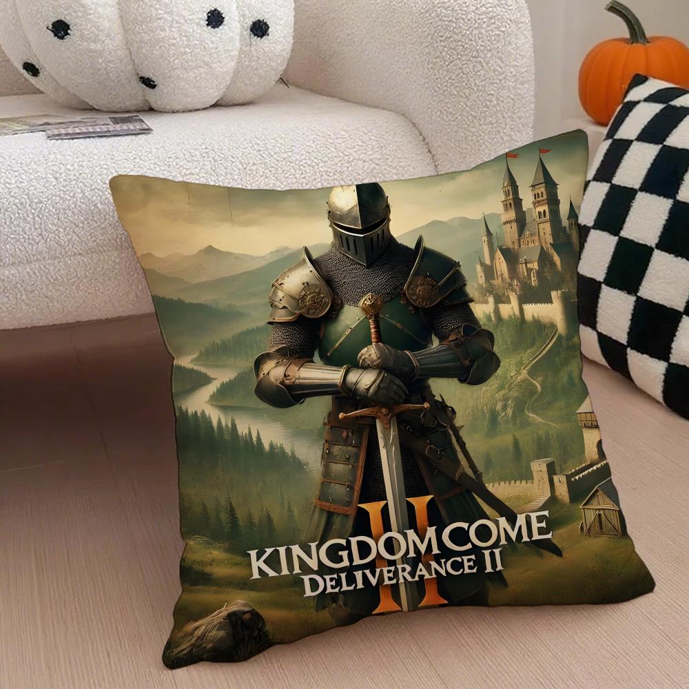 K-Kingdom Come D-Deliverance 2 Cushion Cover Linen Pillow Case Soft Breathable Protective Couch Room Decoration