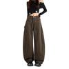 Women's Coffee Wide-Leg Jeans: Curved Cut, 2025 Fall/Winter, Loose, Slimming, Versatile, Floor-Length.