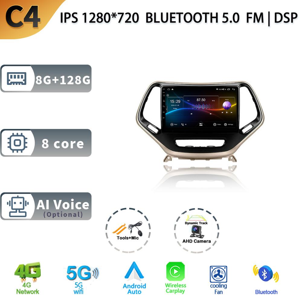 Android13 For Jeep Cherokee 5 KL 2014 - 2018 Multimedia Navigation GPS 4G WIFI Auto Radio Player Car Stereo Carplay Radio Screen