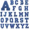 7cm White Background Royal Blue Text Embroidered Letter Patch for Bags & Decor