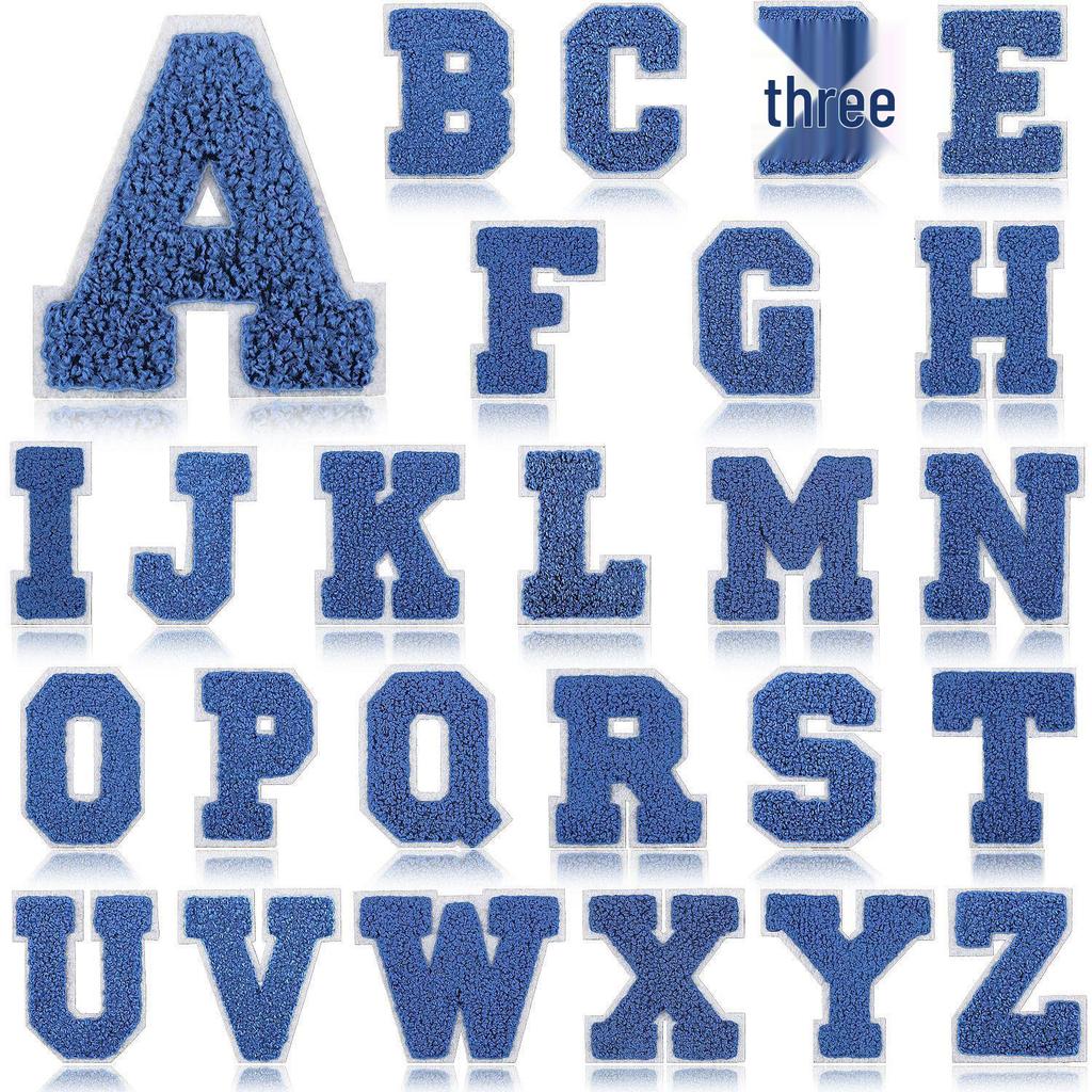 7cm White Background Royal Blue Text Embroidered Letter Patch for Bags & Decor