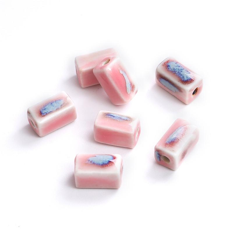 

13x8 мм 10 шт. глазурованные фарфоровые бусины в форме полосок с цветочным рисунком для изготовления ювелирных изделий своими руками