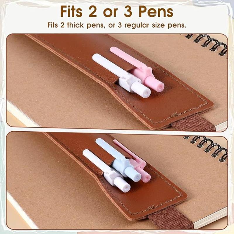Pu Leather Elastic Notebook Band Holders Adjustable Pen Sleeve Pencil Pouch Holder Strap For Notebook Binder