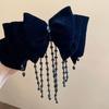 Tassel Velvet Bow Hair Clip Cloth New Year Headwear Elegant Bowknot Spring Clip  Ponytail Holder