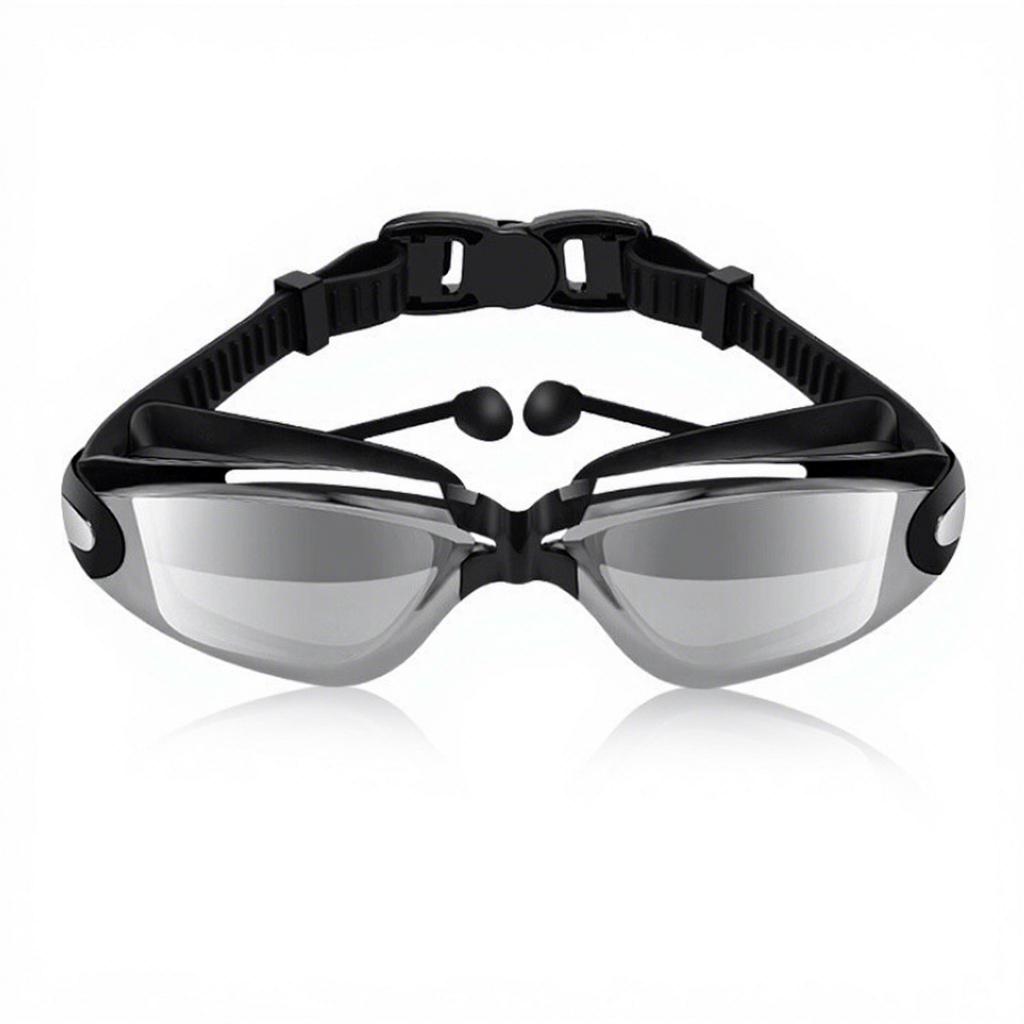 In Stock Adult Swim Goggles Anti-Fog Anti-Uv Waterproof Silicone Wide View with Earplugs