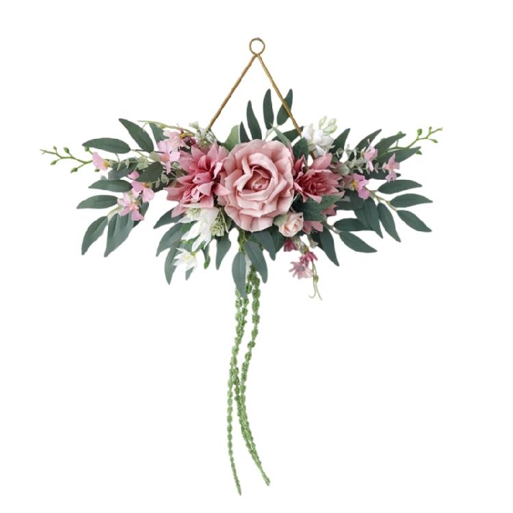 Artificial Silk Flower Wreath with Iron Wire for Front Door Garden Wedding Party Decorations