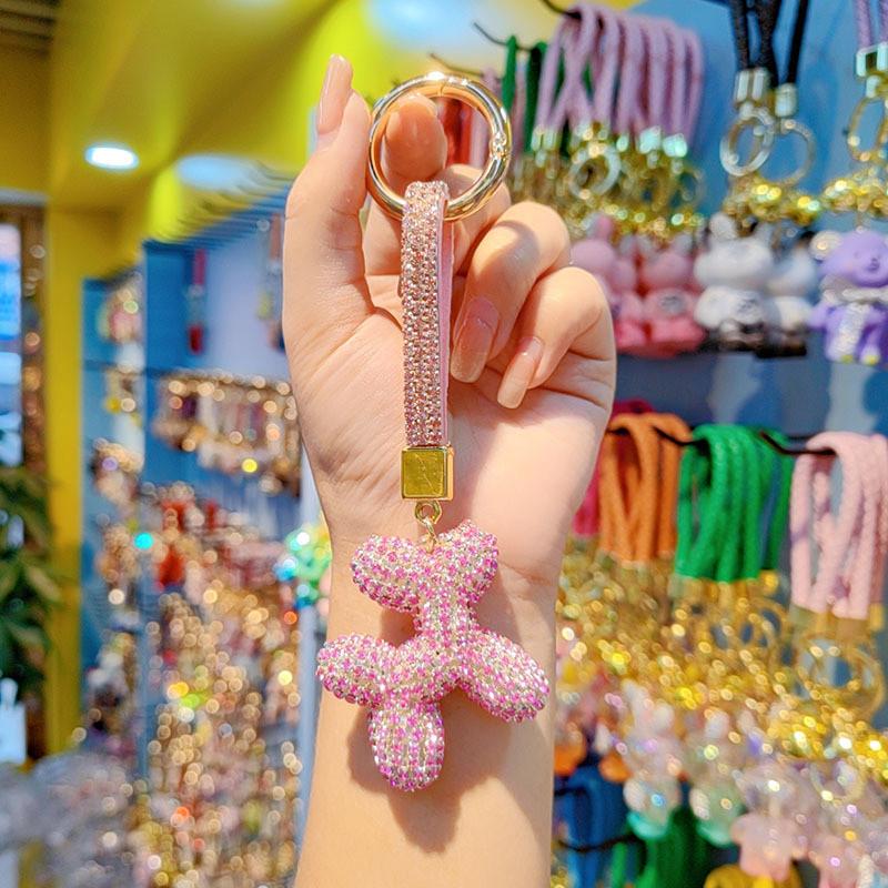 Balloons Dog Keychain With Czech Rhinestones For Gift And Party Decor