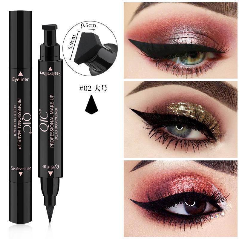 QIC Double-head Seal Triangle Eyeliner, Waterproof and Non-smudge Wing Liquid Eyeliner