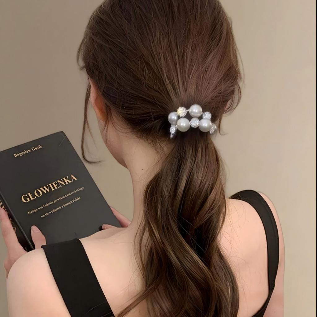 Celebrity Style Expensive Beads Flash Diamond Hair Band High-End Light Luxury Bracelet Hair Rope Dual-Purpose