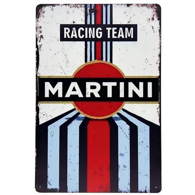 Cartello in Latta con Strisce Martini Racing Decorazione Classica Squadra Corse Garage Man Cave