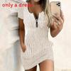Summer Girl Dress With Zipper And Pockets For Casual Clubwear