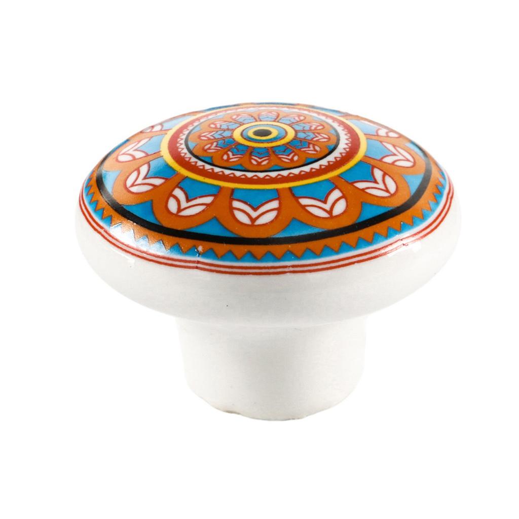 Bohemian Ceramiczna Gałka do Szafki Pojedynczy Otwór Uchwyt do Szuflady z Metalową Podstawą do Mebli Drzwi Retro Okucie Sprzętowe