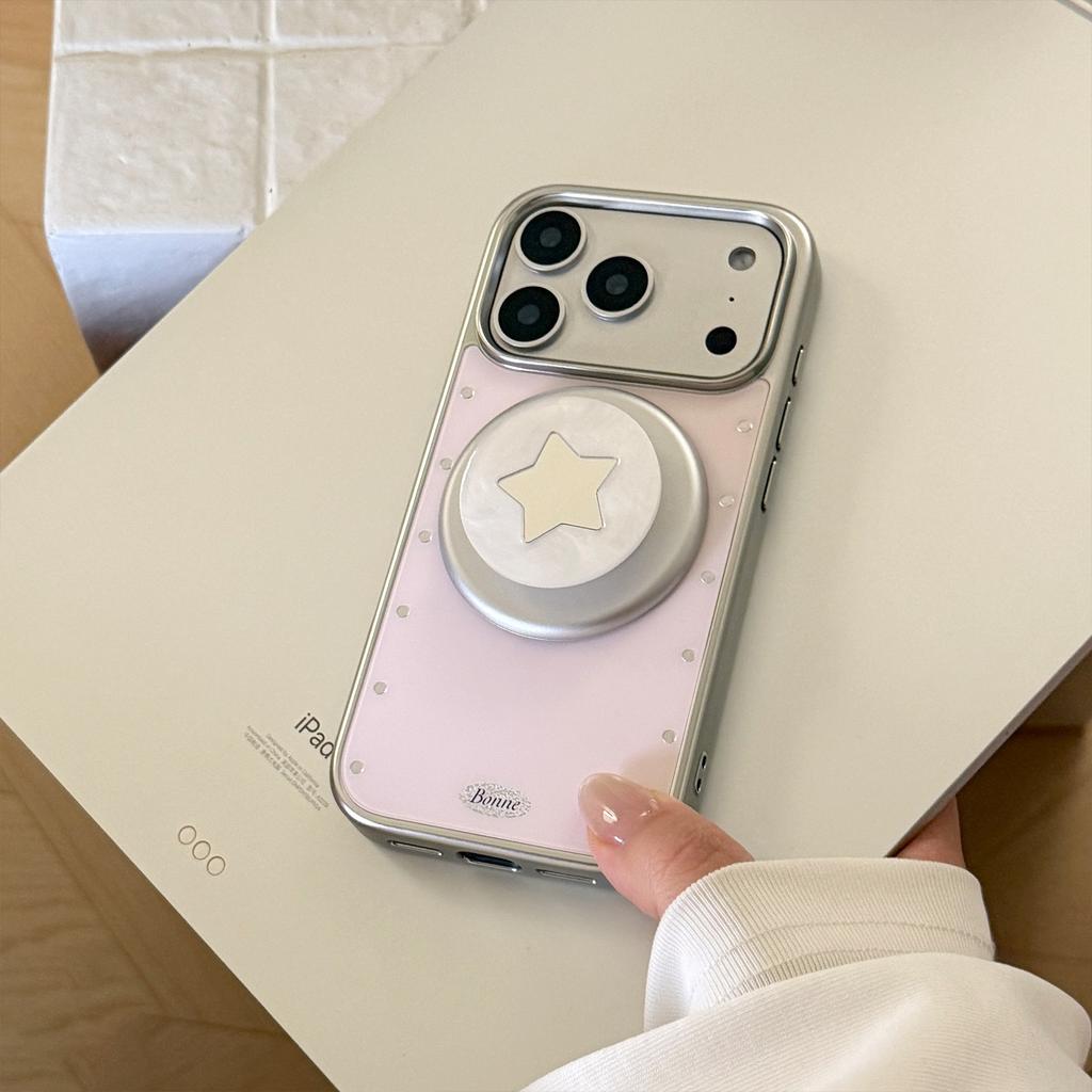 Fritillary is suitable for Apple 17pm mobile phone case magnetic suction bracket iphone16 powder polka dot gilt 14 anti-drop 15 mirror
