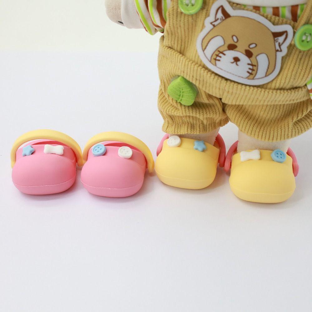 1 Pair Round Toe Silicone Mini Slippers Simulation Cotton Doll Slippers Kids Gift
