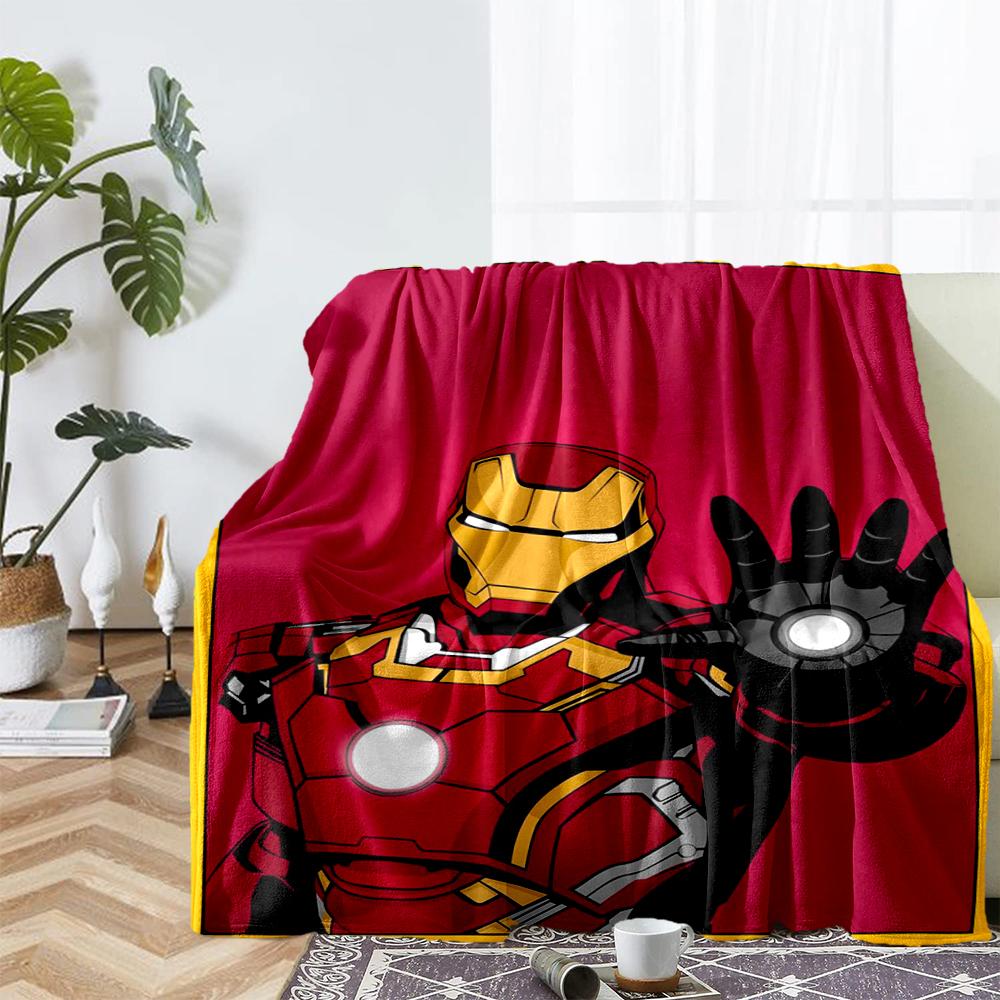Iron Man Theme Printed Blanket - Perfect for Couch, Bed, Travel & Outdoor Use | Machine Washable, Cozy & Durable.