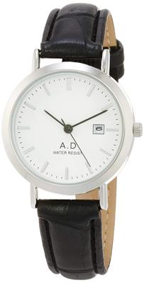 [Arias] Women's Analog Leather Band Date White A48L01