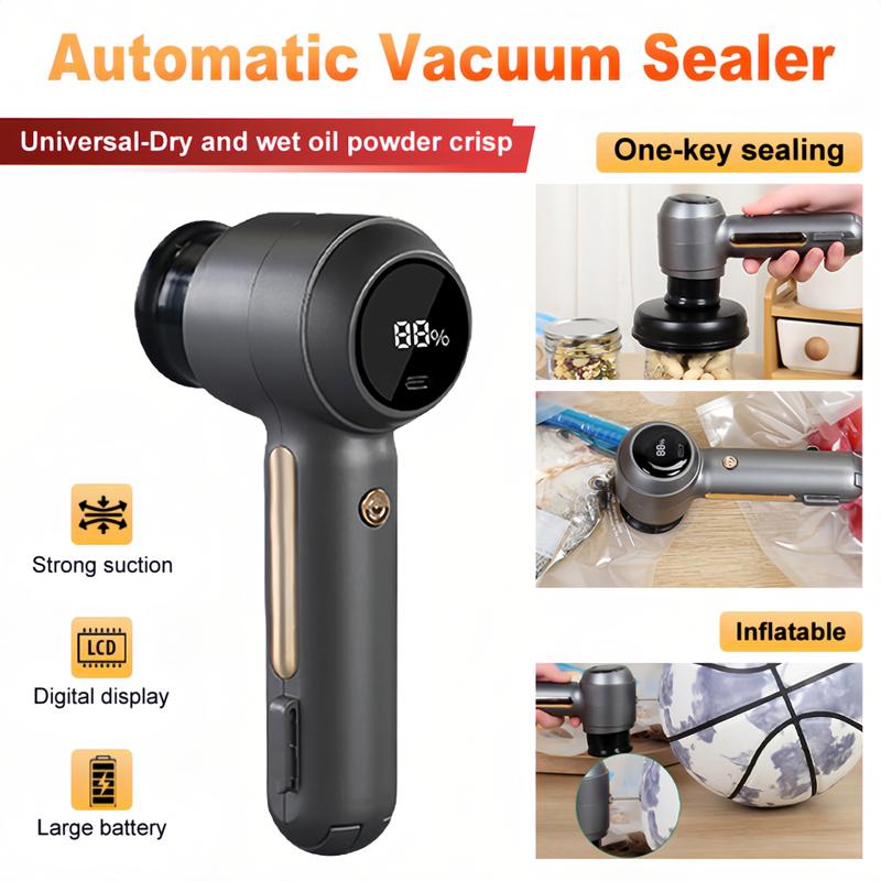 Electric Mason Jar Handheld Vacuum Sealer for Food Storage Wireless Vacuum Sealer Odorless Attachment Kit for Wide Mouth Jar/Sealed bag/Inflate Balls