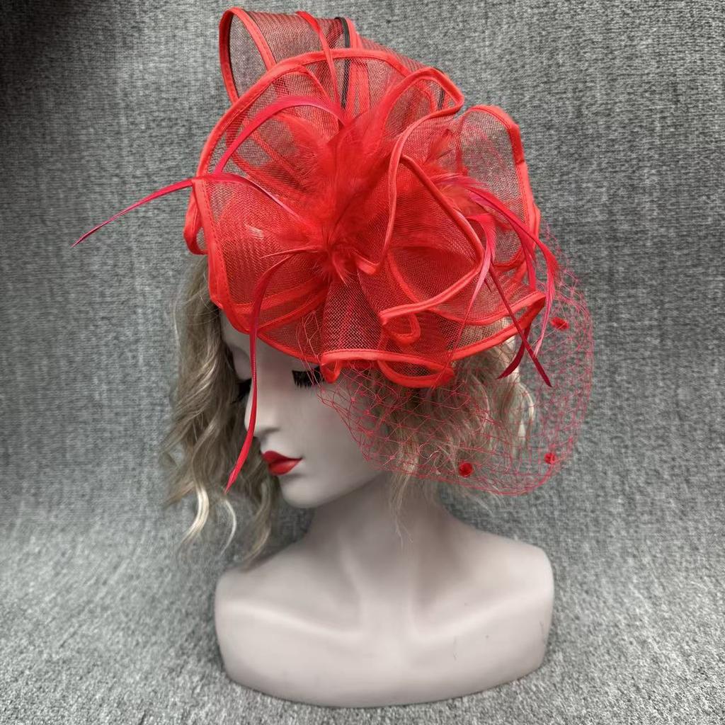 Fascinator Celebrity Vintage British Style Mesh Head Flower Top Hat Children's Performance Stage Veil Hairpin