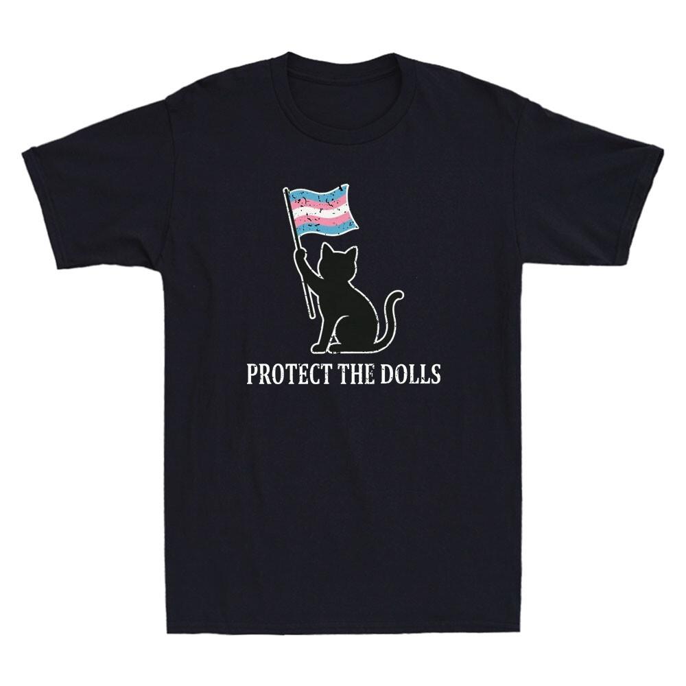 Protect The Dolls Funny Cat Protest Feminist Quote Vintage Short Sleeve T-Shirt XL