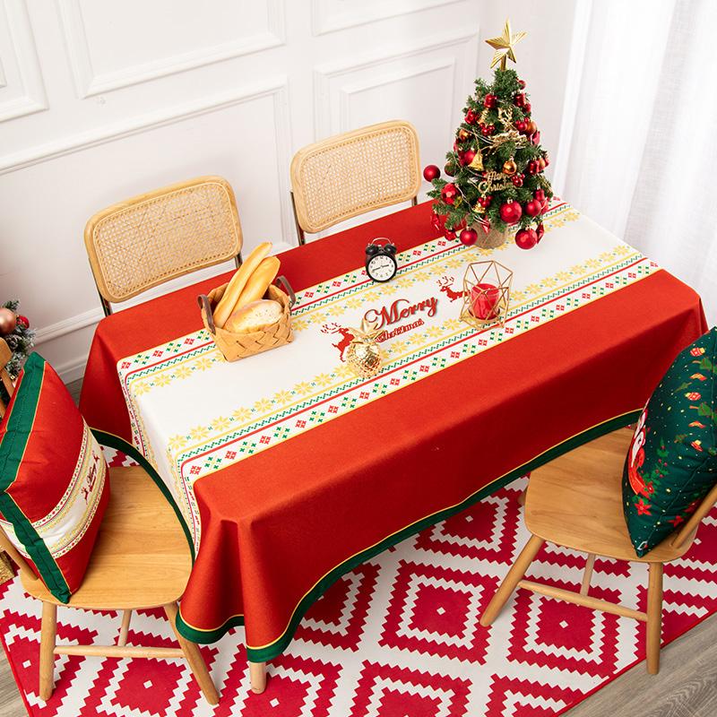 Year 'S Day Santa Claus Tablecloth Restaurant Decoration Tablecloth Waterproof And Antifouling Lattice Coffee Table Cloth
