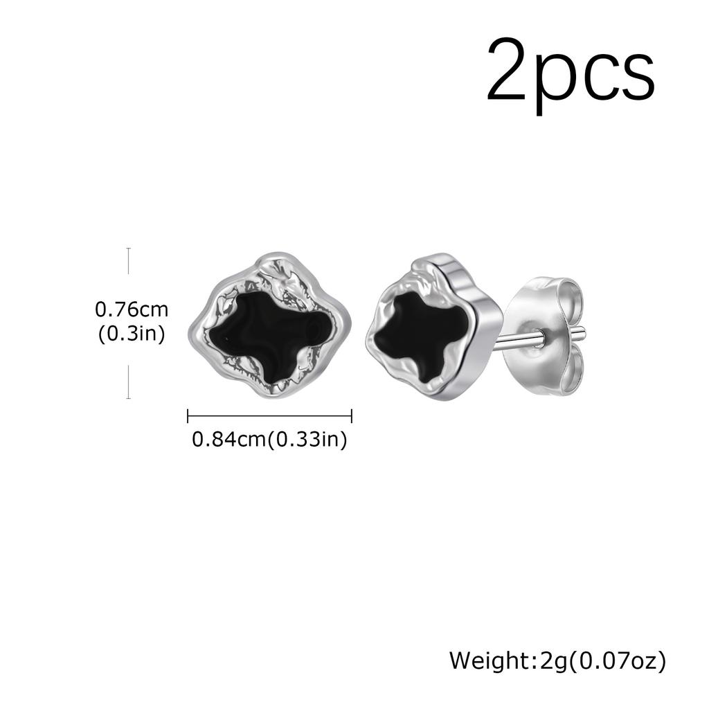 Fashion Punk Black Blue Irregular Geometric Metal Small Stud Earrings Trendy Waterproof Piercing Jewelry for Men Gifts