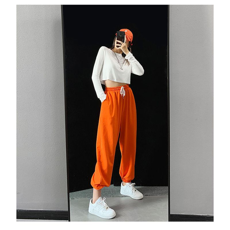 

INS Джазовые брюки для танцев с высокой талией, тонкие Orange XL