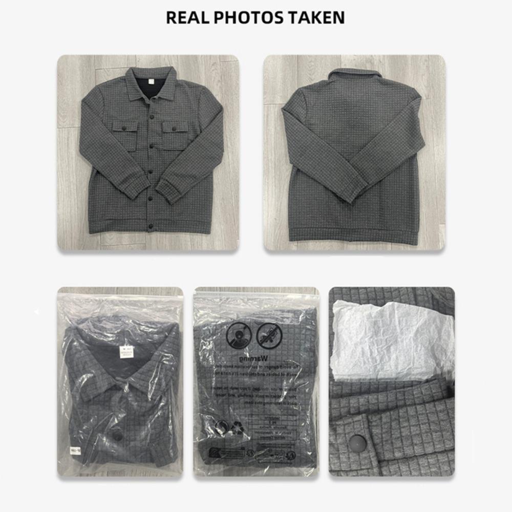 New Men's Casual Jacquard Small Checkered Loose Coat Shirt Suitable for Spring and Autumn with A Fashionable Style.