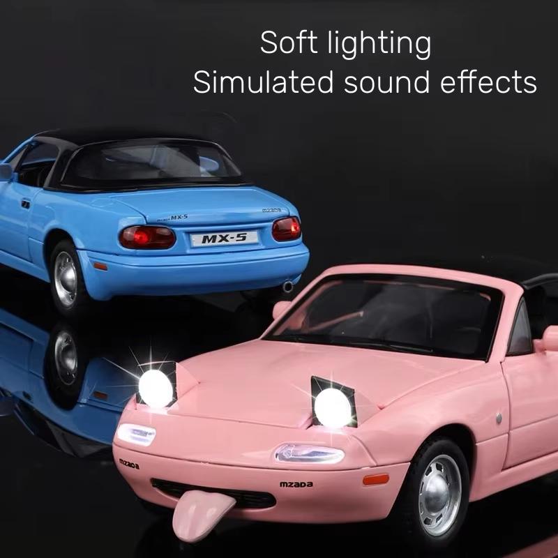 New 1:24 Mazda Miata MX5 MX-5 Alloy Scale Car Model Diecast Metal Miniature Car Sound Light Collection Children Toy Vehicle Gift