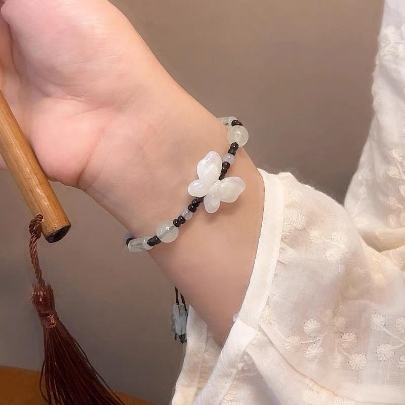 New Chinese Style Butterfly Braided Rope Pull Bracelet Women's Niche Design Retro Adjustment Bracelet Accessories New
