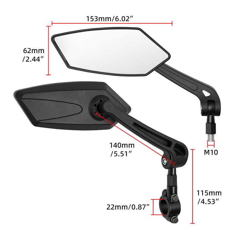 Motorcycle Handlebar Mirror Rearview M10 Motorbike Bars End Mirror Cafe Racer Scooter Moto Mirrors 10mm for Yamaha for Suzuki