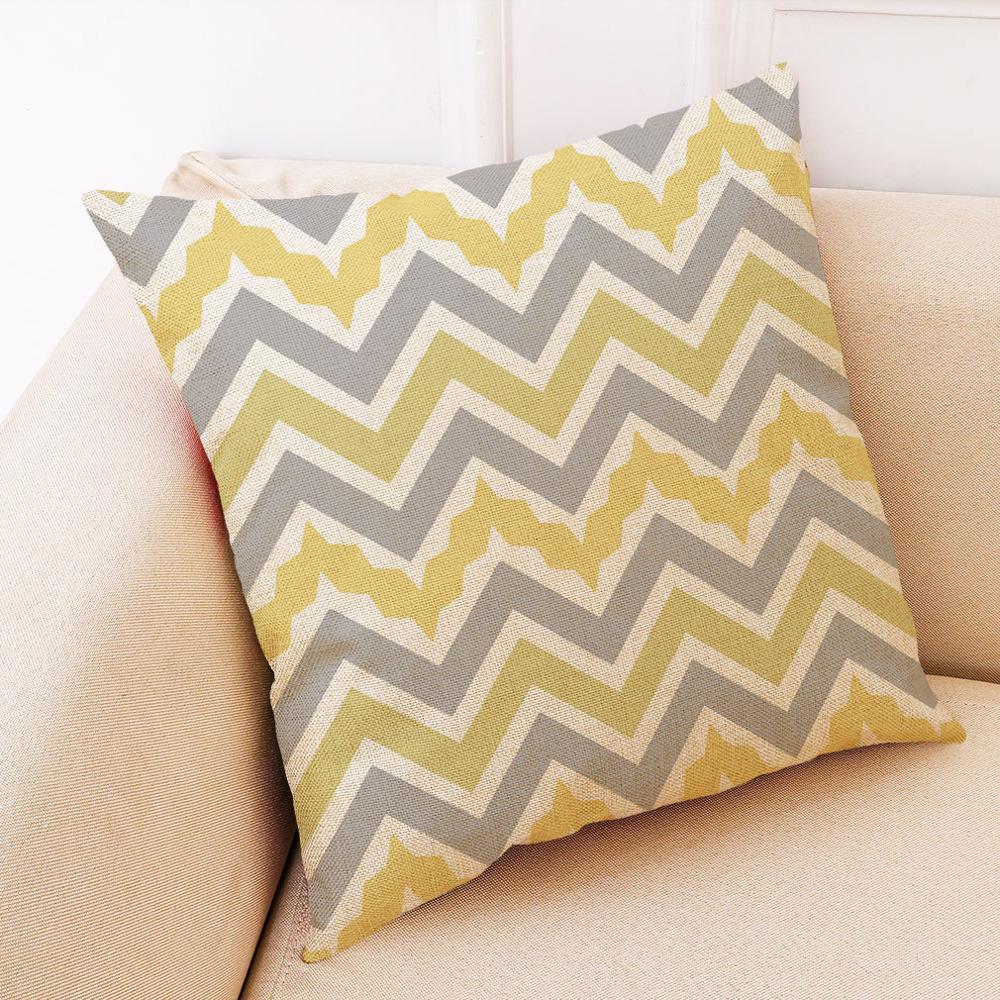 Geometric Gray Cushion Pillowcase Geometry Decorative Yellow Pillow Creative Home Decoration for Sofa Cushions Customized