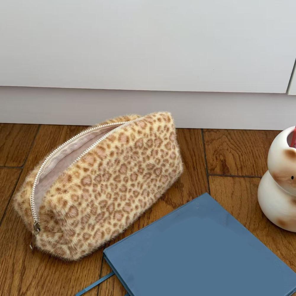Пенал для школьных принадлежностей с леопардовым принтом, портативный пенал, многофункциональная косметичка