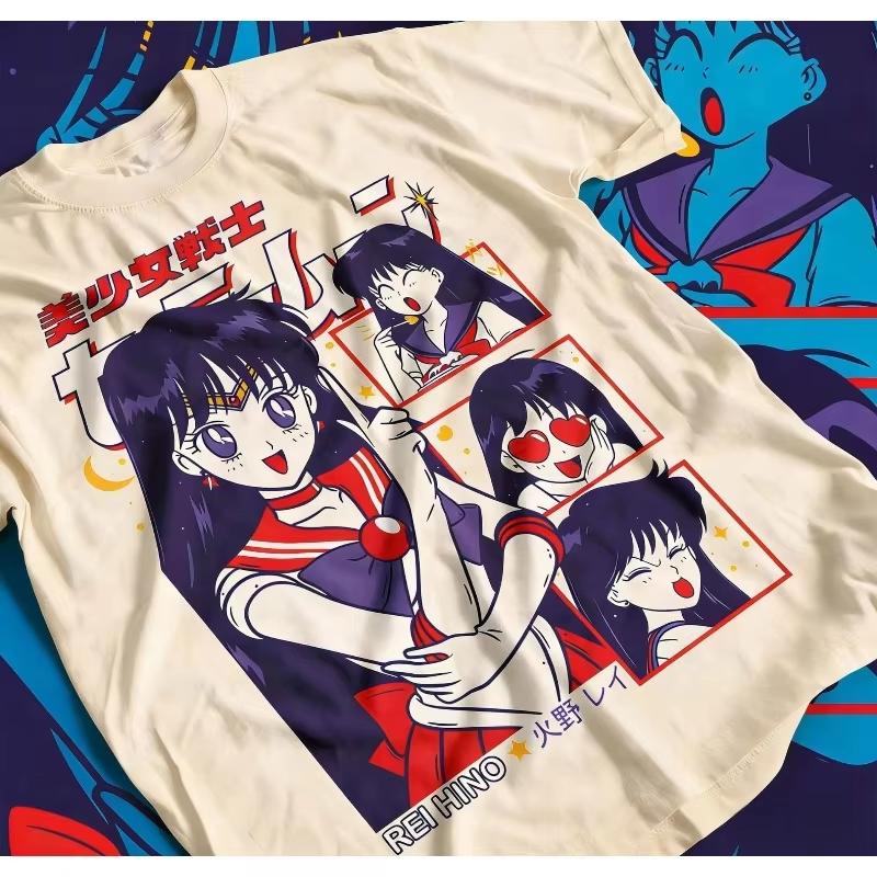 Sailor Moon Rei Hino Multi Expression Anime Print Casual Cotton Women And Men Comfortable T-shirt