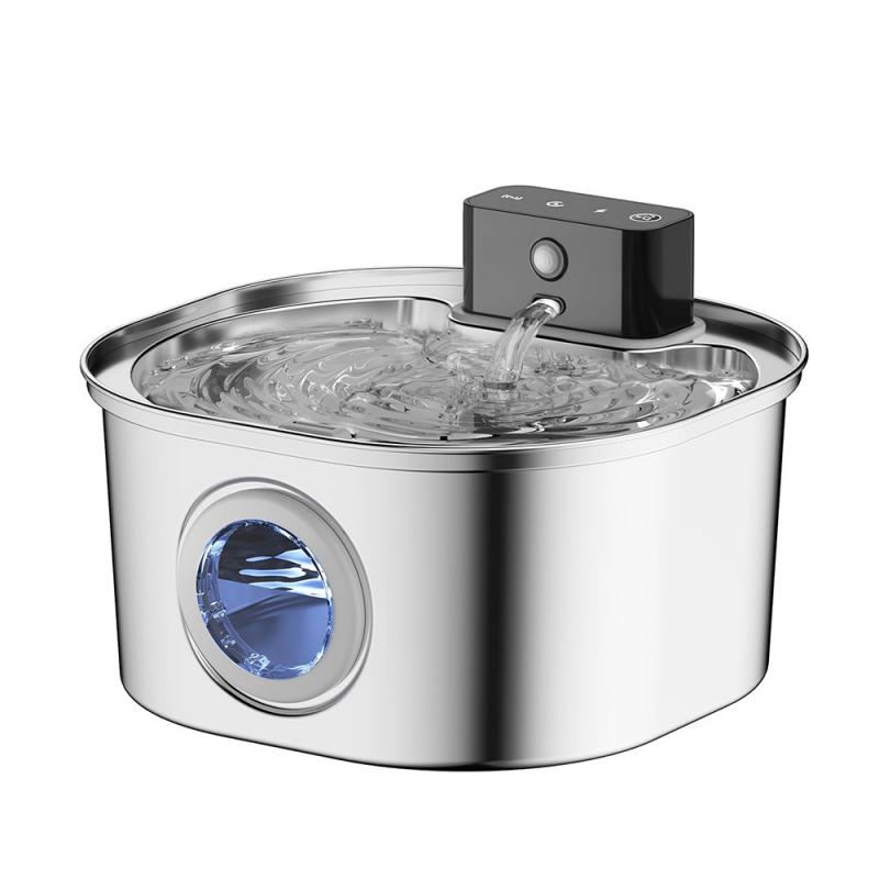 Cordless Rechargeable Pet Drinking Fountain 4L Stainless Steel Automatic Water Bowl Dispenser for Cat Dog Home