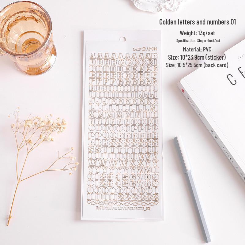 A132 Korean Style Stickers & Cards Set - Alphabet & Number Design for DIY Journals