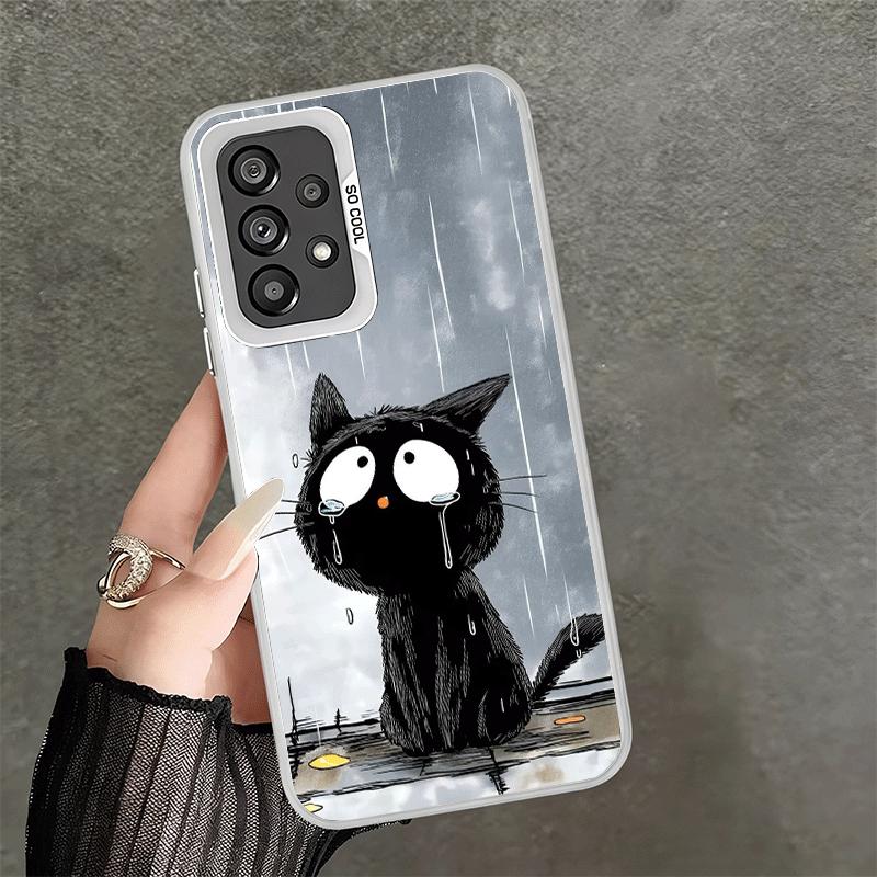Healing Sense Cat Rain Shockproof Phone Case for Samsung A17 A16 A15 A14 A37 A57 A36 A56 A26 A35 A55 A25 A34 A54 A24 A13 A23 A33