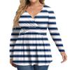 Women's Plus Size Shirt Long Sleeve  Print Top Pleated Casual V-Neck Top