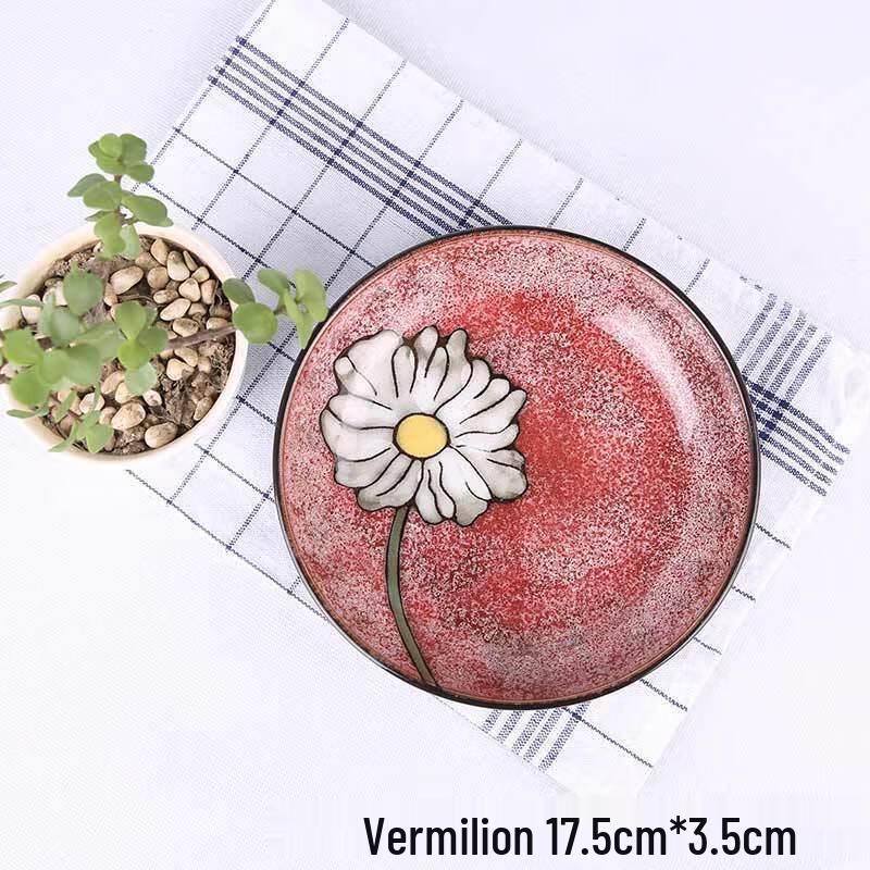 Linpan Hand-Painted Kiln Glaze Ceramic Soup Plate