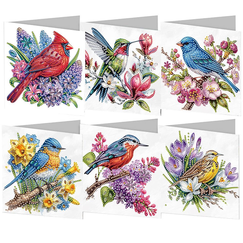 6pcs Diamond Painting Greeting Cards Handmade 5D Rhinestone Embroidery Arts Cards Kits Arts Crafts for Birthday Thanksgiving Day