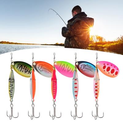 5 Peças 8,5CM/9G Isca Spinner de Lula com Anzol Metal Spinnerbait Isca Giratória com Lantejoula Água Salgada Água Doce Crap Bass Pike Walleye Pesca