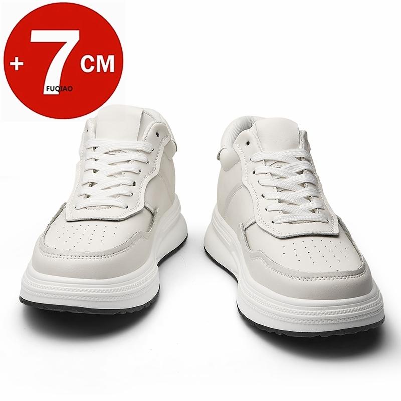 Fashion 7cm Men Height Increase Genuine Leather Casual Sneakers Elevator Shoes Comfortable Fashion Skateboard Shoes for Men Lift Sports