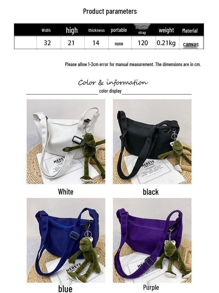 Unisex Trendy Canvas Crossbody Bag: Hip Hop, Japanese, Casual & Versatile Design for Students