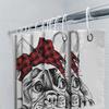 Adorable French Bulldog Mom Shower Curtain Red Plaid Headband Pet Art Decoration For Bathroom