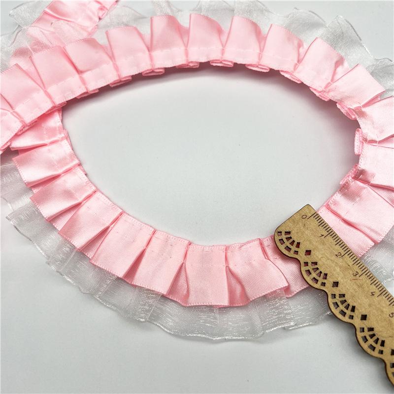 Elegant and Exquisite 4CM Double Folds Transparent Chiffon Lace Clothing Clothing Hem Diy Accessories Multi-color Lace Webbing Crafts Making Ribbons