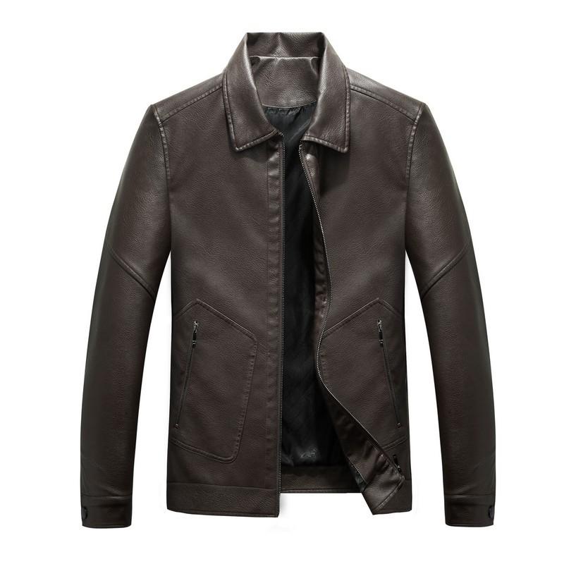 Men's Leather Motorcycle Washed Pu Leather Jacket Men's Lapel Thin Men's Leather Jacket