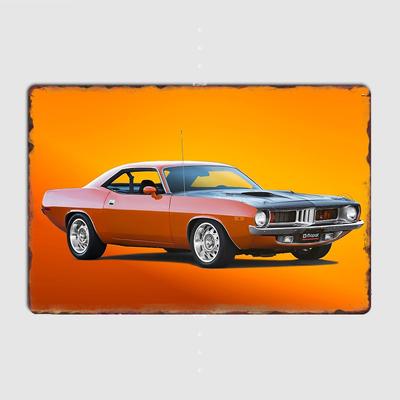Plymouth Barracuda 380 Retro Classic Sports Car Metal Poster Sign Bar Garage Club Custom Wall Decor Tin Room Decor Home Decor