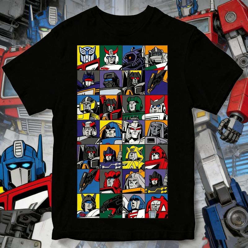 202526 Summer Tshirt Vintage Style Transformers100 Cotton Printed Tshirt for Men Robot Vintage Cotton Quick Dry Round Collar