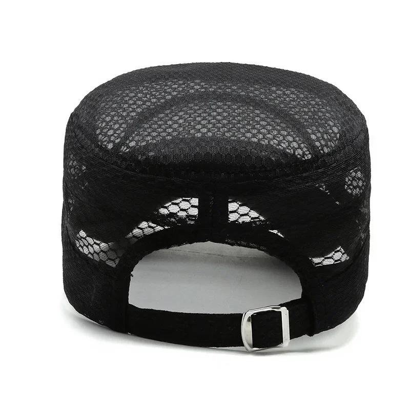 New Military Cap For Men Summer Breathable Mesh Cadet Hat Casual Bone Army Hats Women Flat Top Caps Branded Sun Protection Hats