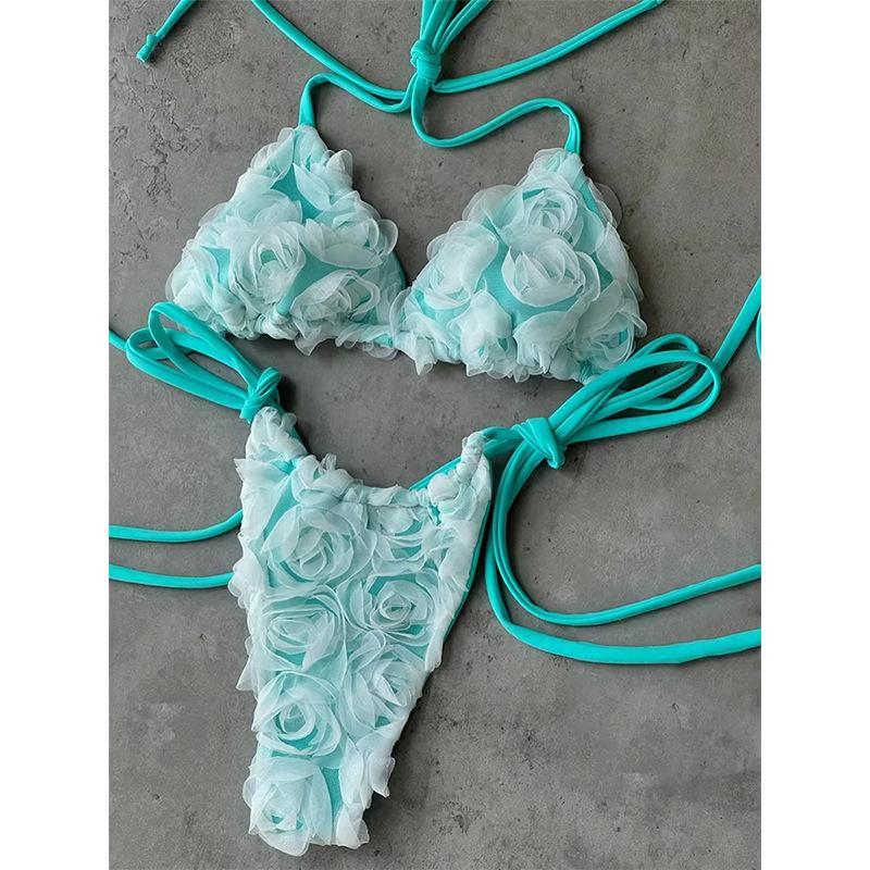1011 new bikini three-dimensional flower bikini swimsuit fashion vacation beach swimsuit